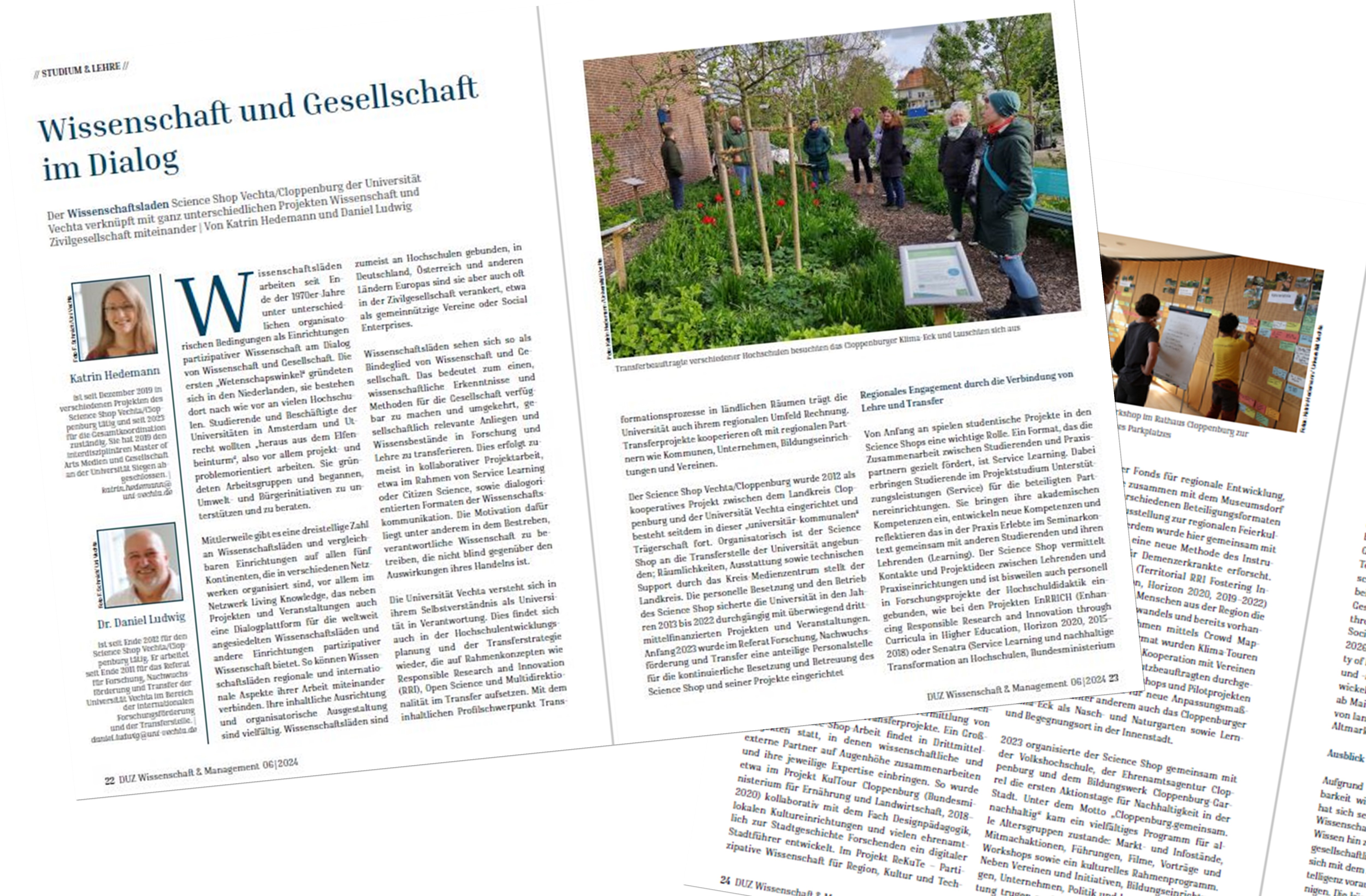 Artikel zum Science Shop Vechta/Cloppenburg im Magazin DUZ Wissenschaft & Management 06/2024